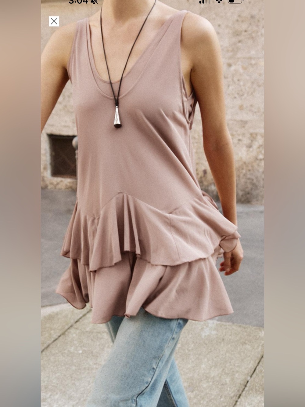 Zara Mauve Ruffle-Back Tank Top - Picture 2 of 3